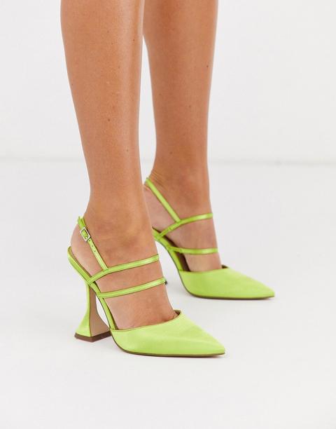 Asos Design Pizzazz High Heels In Lime Satin-green