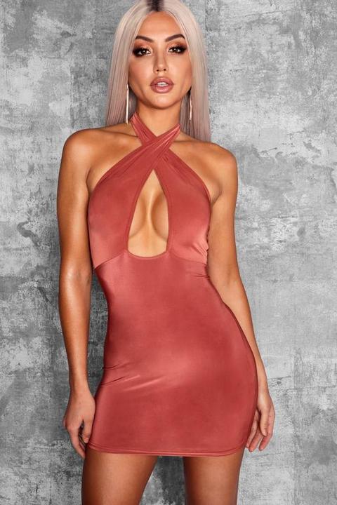 Slinky Twist Front Bodycon Dress