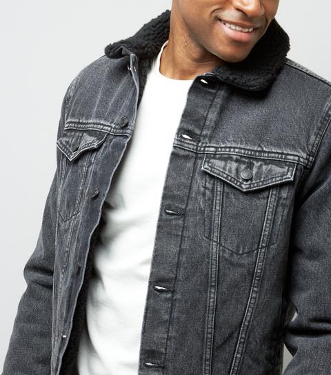 borg lined denim jacket mens