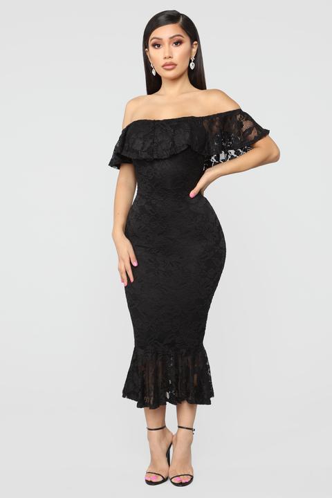 fashion nova black midi dress