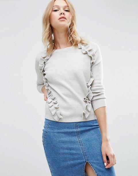 Asos - Maglione Con Maniche Raglan E Volant - Grigio