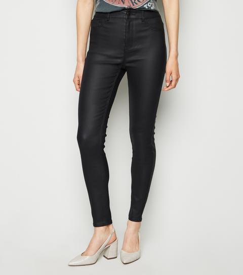 leather look super skinny jeans