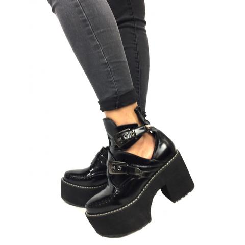 Botines Mujer Uissos Altos Negros Con Plataforma