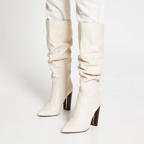 river island cream slouch boots