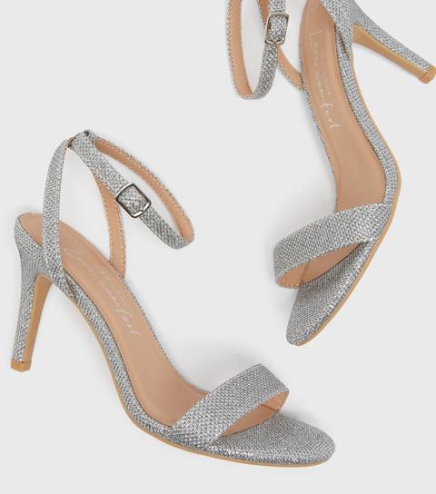 Silver Glitter Strappy Stiletto Heel Sandals New Look Vegan