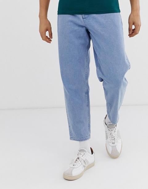 Asos White – Karottenjeans Aus 14 Uz Denim In Heller Waschung