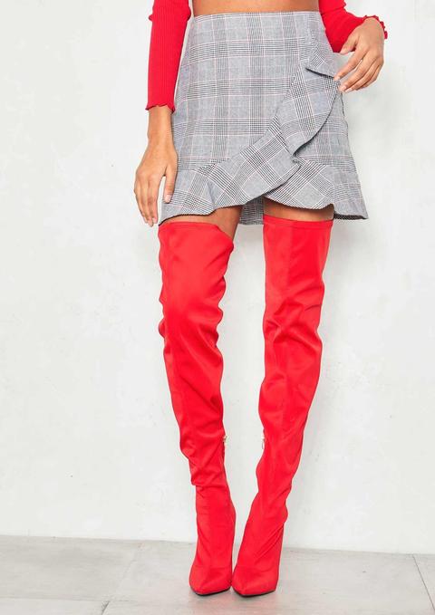 Alisha Grey Check Wrap Ruffle Mini Skirt