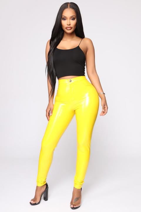 Yellow 2025 vinyl trousers