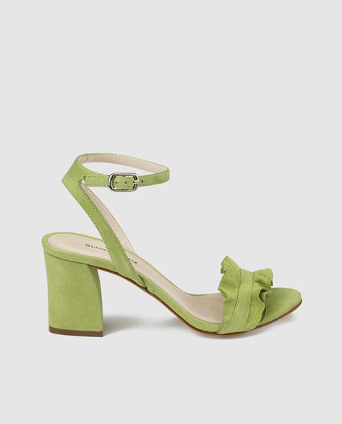 Sandalias De Tacón De Mujer De Piel En Color Verde