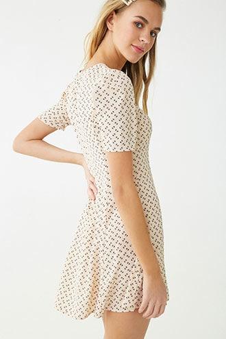 Forever 21 Abstract Dot Print Mini Dress Nude/multi