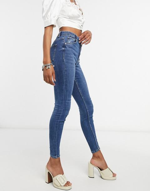 Bershka - Jean Skinny Taille Haute - Bleu