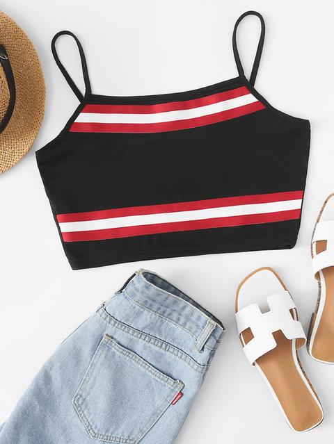 Top Cami Crop A Righe