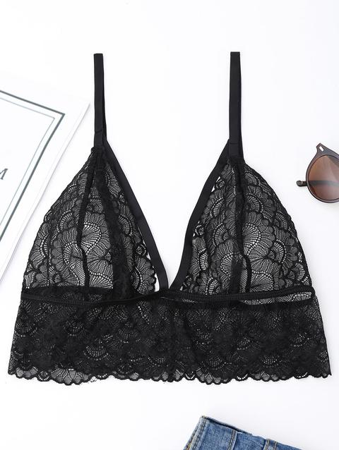 Bralette In Pizzo Con Lacci A Gabbia