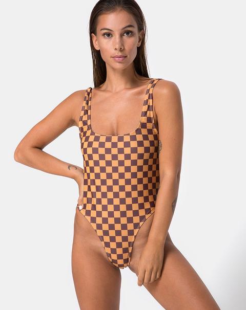 Drela Swimsuit In Mocha Checker