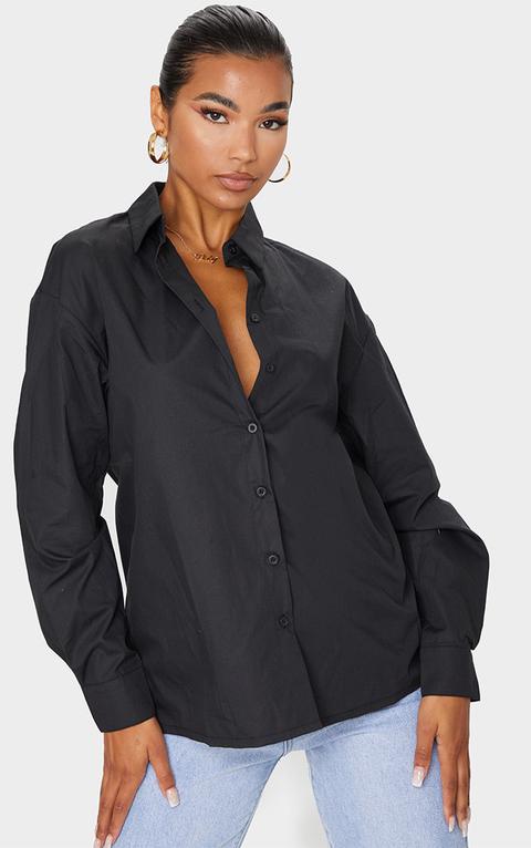 Chemise Noire En Coton Oversized À Boutons, Noir