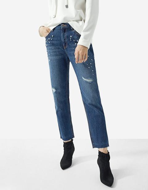 Jeans Mom Fit Orlo Jacquard Lavato Scuro