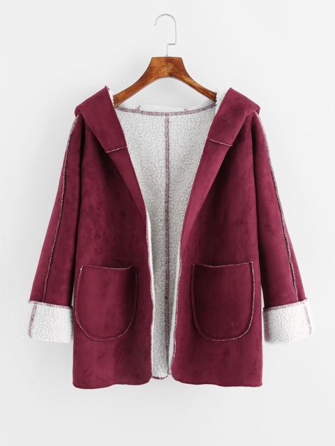 Chaqueta Con Capucha De Shearling Sintético