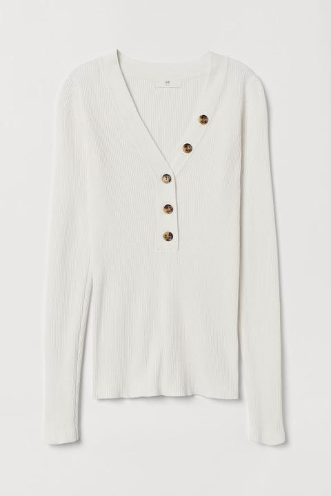 H & M - Ribbed Jumper - White