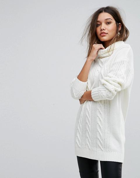 high neck cable knit jumper