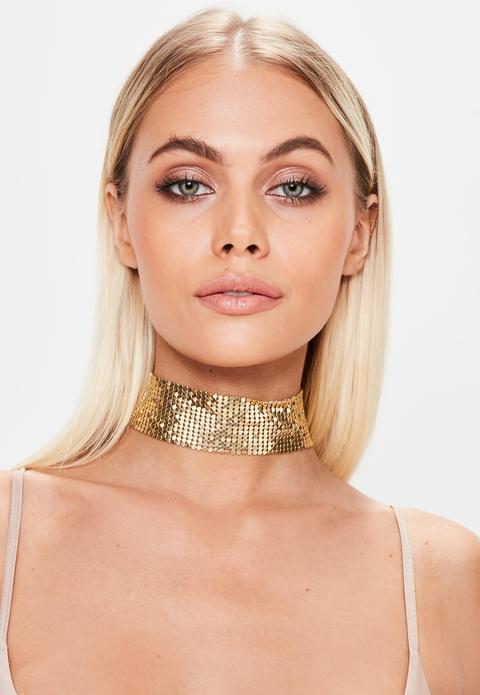 Gold Chain Mail Choker Necklace