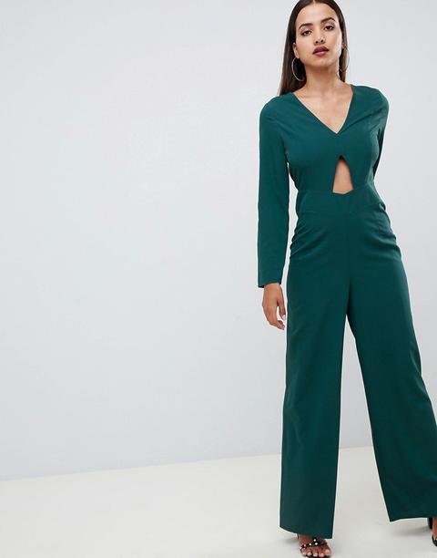 Mono Largo Con Detalle De Abertura Y Pernera Ancha De Asos Design-negro