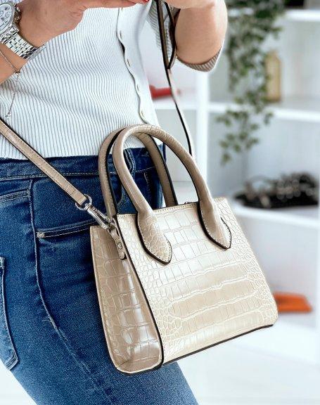 Sac À Main Petit Beige Effet Croco