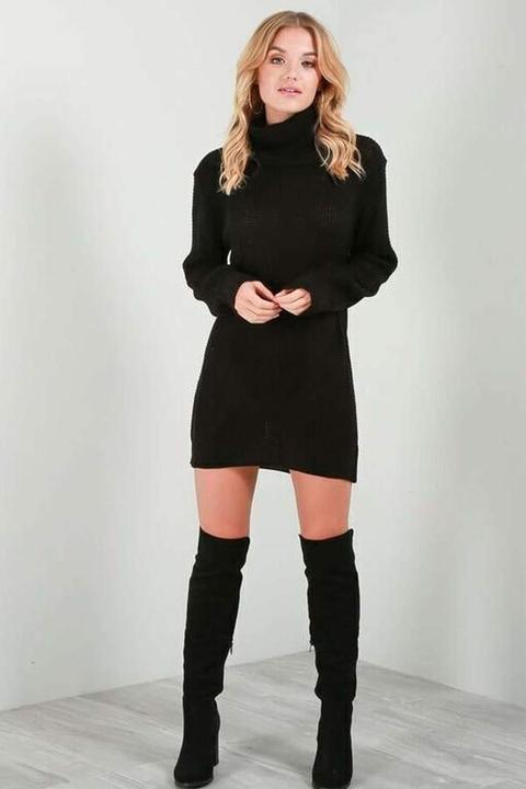 Sophia Long Sleeve Roll Neck Oversized Knitted Dress