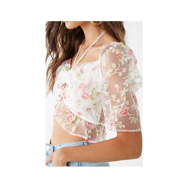 sheer floral crop top