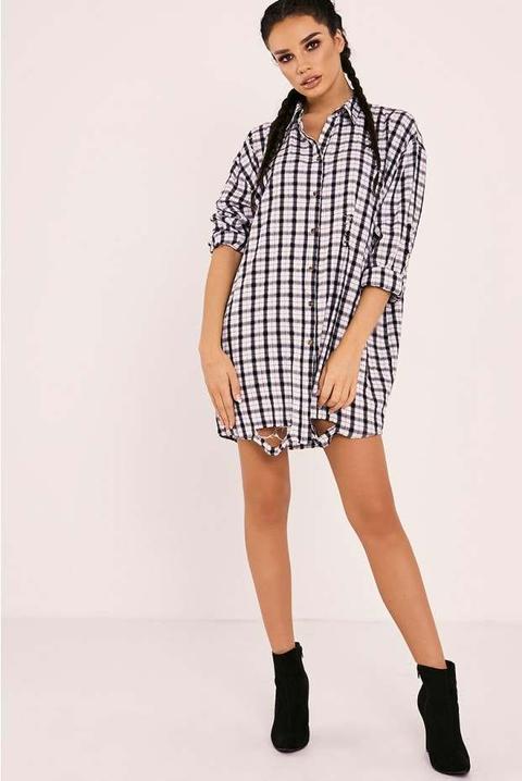 Sarah Ashcroft White Checked Oversized Shirt