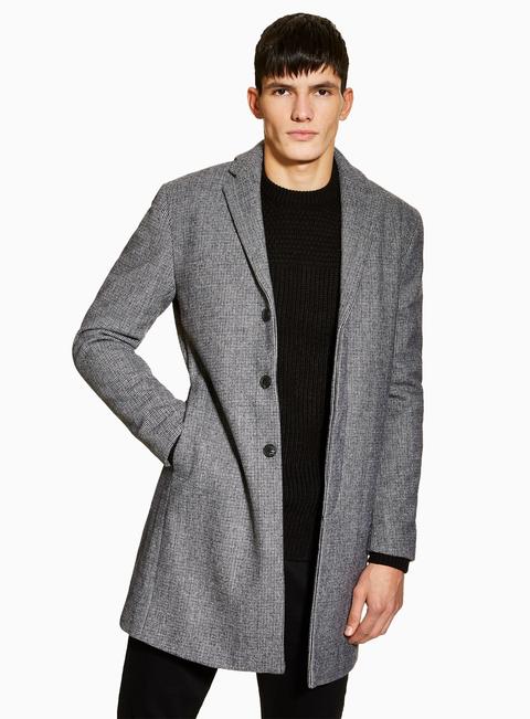 Mens Selected Homme Grey Wool Blend Coat, Grey