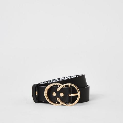 Girls Black Ri Printed Double Buckle Belt