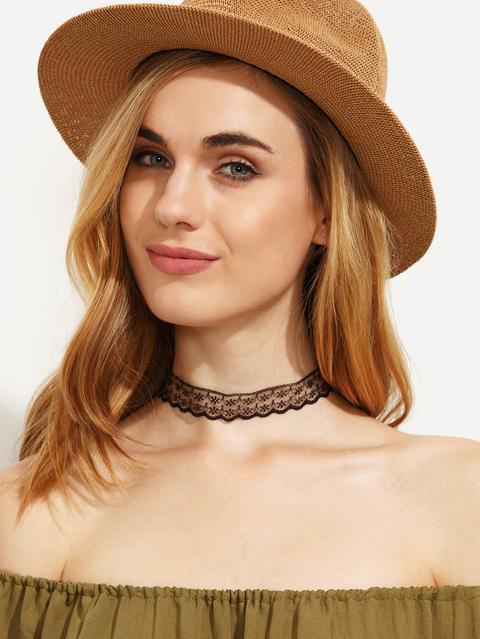 Collar Minimalista Encaje Choker Negro