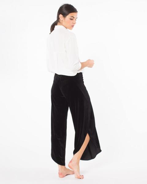 Pantalón Terciopelo Aberturas Vuelo Negro