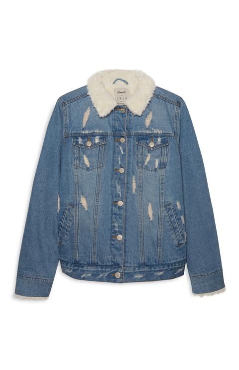 Denim Ripped Borg Jacket from Primark 