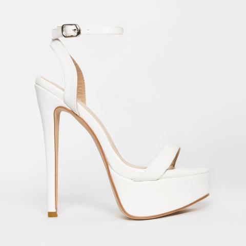 Samara White Platform Heels