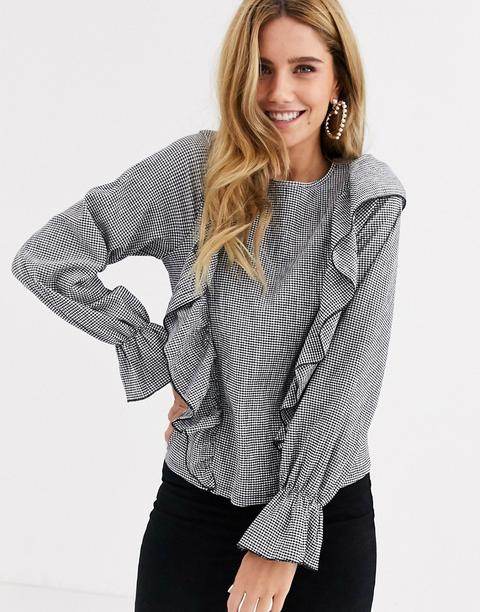 Pull&bear - Top À Carreaux Avec Volants Sur Le Devant-multi