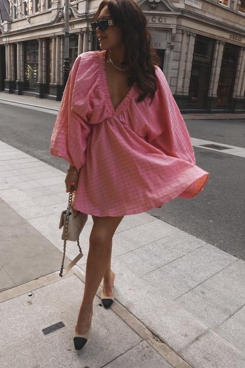 Pink Dresses - Lorna Luxe Pink 'mimi' Exaggerated Plunge Dress