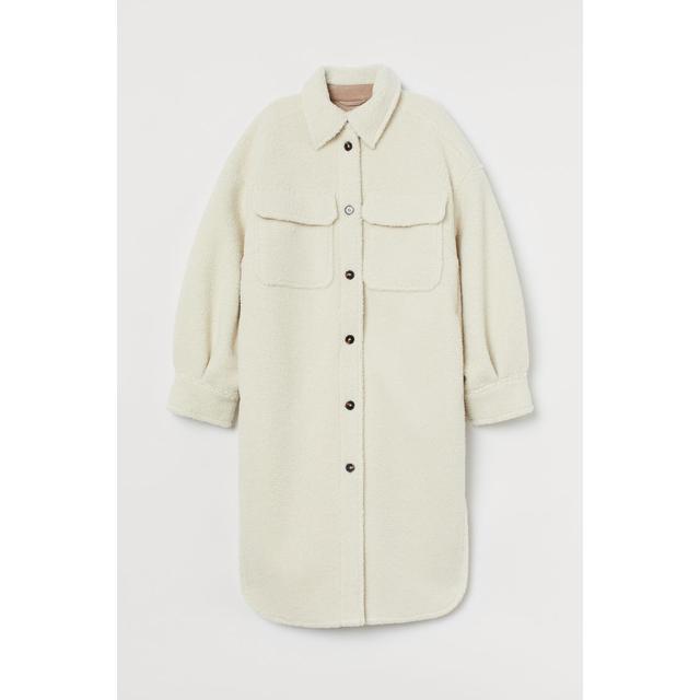 h&m long faux shearling shacket