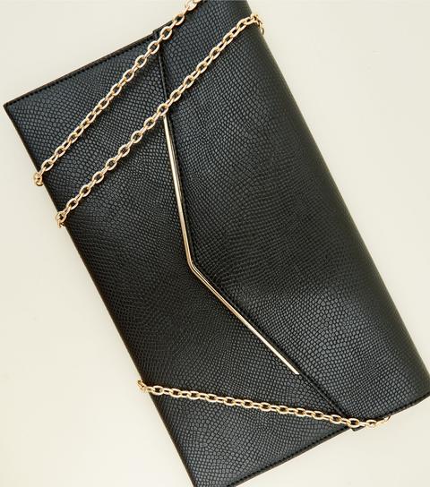 new look black clutch bag