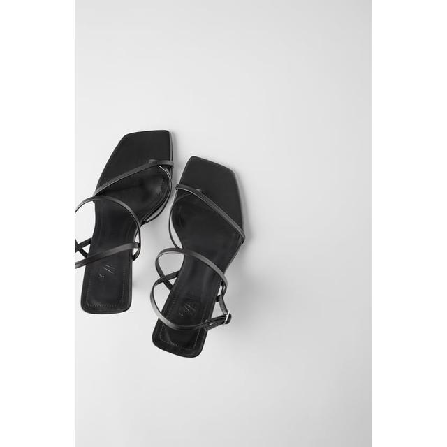 strappy mid heel leather sandals zara