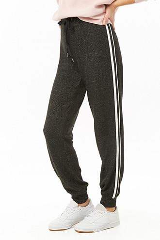 Forever 21 Side-striped Heathered Joggers Charcoal