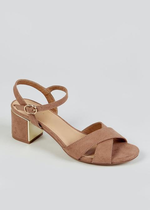 Taupe Block Heel Sandals