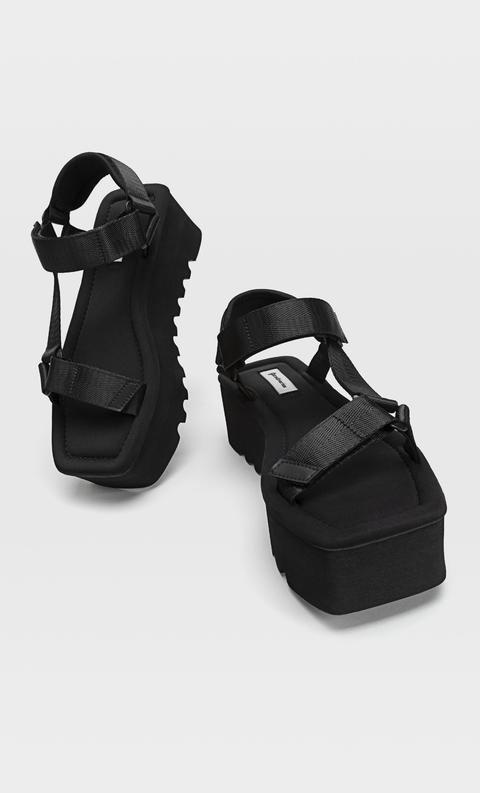 Sandalias Flatform Tiras Negras