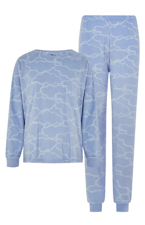 Conjunto De Pijama Con Diseño De Nubes De Color Azul