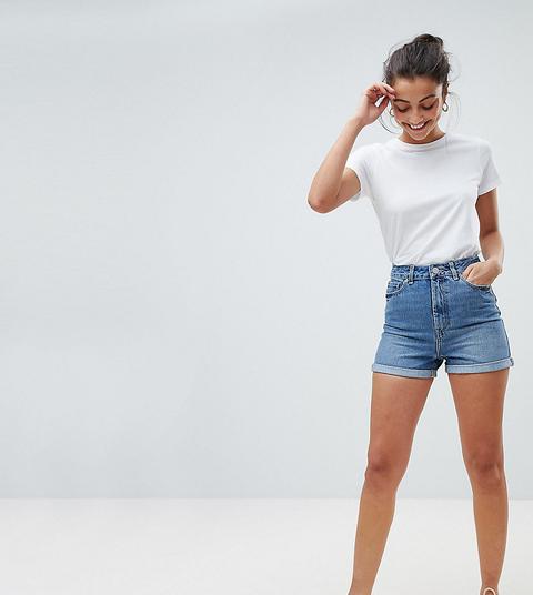 Asos Design Tall – Ritson – Mom-jeansshorts In Altblau