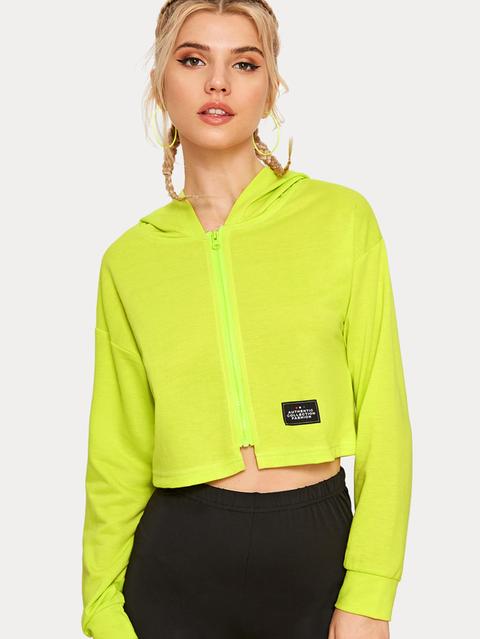 Cappuccio Neon Lime Con Zipper-up E Toppa