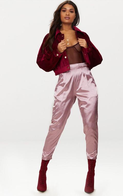 pink cropped cord oversized trucker jacket