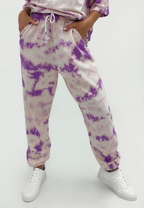Lilac Co Ord Savage Tie Dye Joggers, Lilac