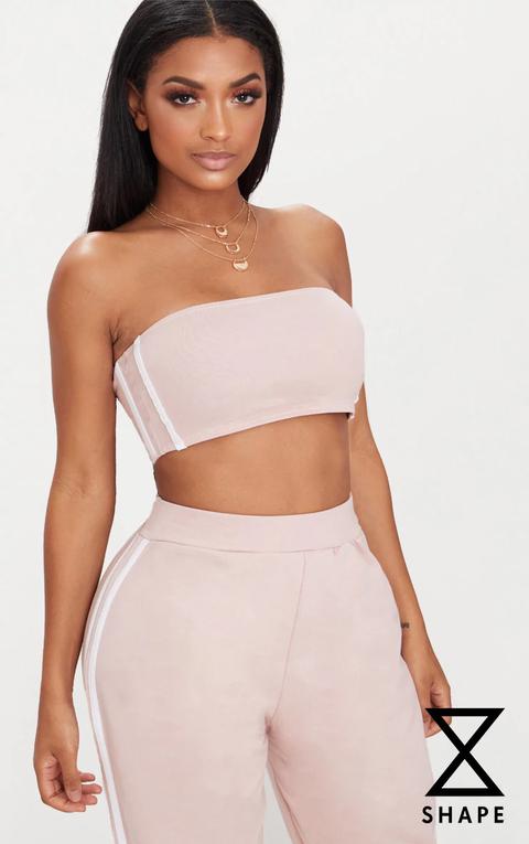 Shape Nude Side Stripe Bandeau Crop Top, Pink