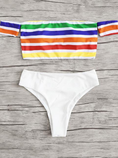 Bikini Bardot A Strisce Arcobaleno